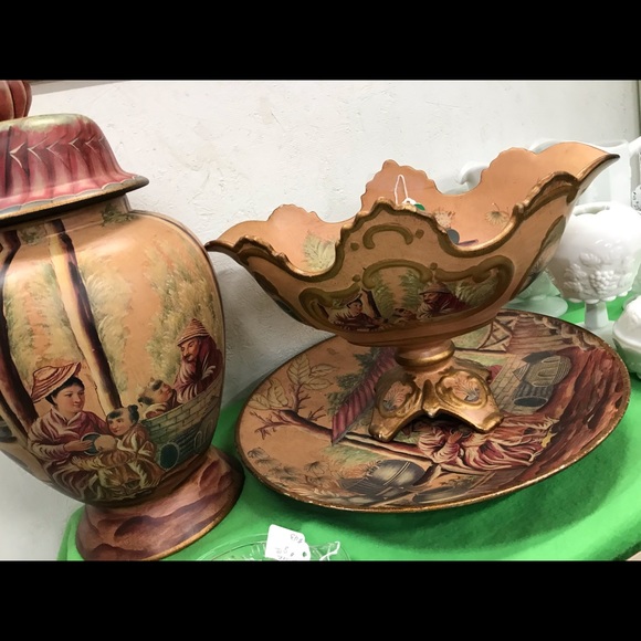 Vintage Oriental set,  plate / jar/ bowl - Picture 8 of 16